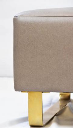  Iconic Design Gallery Le Jeune Upholstery Brando Bench Floor Model in Brass and Quilted Vinyl - 3503125