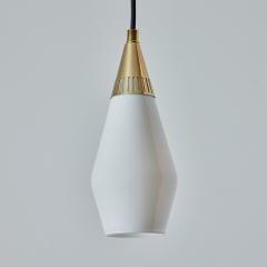  Idman Oy 1960s Opaline Glass and Brass Geometric Pendant Lamp Attributed to Mauri Almari - 2999187