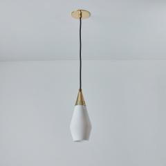  Idman Oy 1960s Opaline Glass and Brass Geometric Pendant Lamp Attributed to Mauri Almari - 2999204