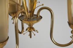  Idman Oy Brass Chandelier with Floral Decoration for Idman Oy Finland ca 1950s - 2977403