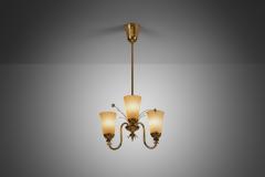  Idman Oy Brass Chandelier with Floral Decoration for Idman Oy Finland ca 1950s - 2987679