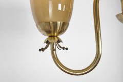  Idman Oy Brass Chandelier with Floral Decorations for Idman Finland 1950s - 4617029