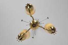  Idman Oy Brass Chandelier with Floral Decorations for Idman Finland 1950s - 4623975