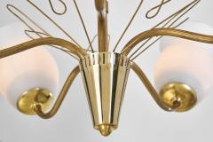  Idman Oy Brass and Opal Glass Chandelier for Idman Oy Finland Mid 20th Century - 4028039