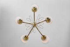  Idman Oy Brass and Opal Glass Chandelier for Idman Oy Finland Mid 20th Century - 4028040