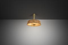  Idman Oy Ceiling Lamp with Rattan Shade by Idman Finland Mid 20th Century - 4701597