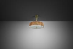  Idman Oy Ceiling Lamp with Rattan Shade by Idman Finland Mid 20th Century - 4701673