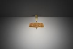  Idman Oy Ceiling Lamp with Rattan Shade by Idman Finland Mid 20th Century - 4701674
