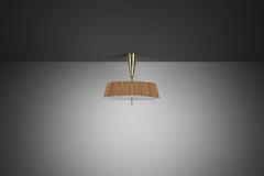  Idman Oy Ceiling Lamp with Rattan Shade by Idman Finland Mid 20th Century - 4701675