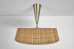  Idman Oy Ceiling Lamp with Rattan Shade by Idman Finland Mid 20th Century - 4701678