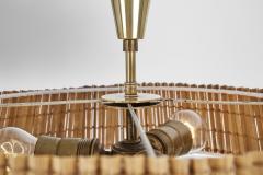  Idman Oy Ceiling Lamp with Rattan Shade by Idman Finland Mid 20th Century - 4701682