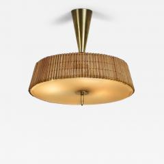 Idman Oy Ceiling Lamp with Rattan Shade by Idman Finland Mid 20th Century - 4705538