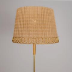  Idman Oy Finnish Modern Floor Lamp Model 224 in Elm Brass Rattan Stockmann 1950s - 4496698