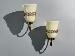  Idman Oy Mauri Almari Wall Lights Brass Glass Finland 1960s - 4534632