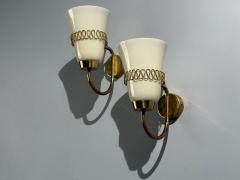  Idman Oy Mauri Almari Wall Lights Brass Glass Finland 1960s - 4534633