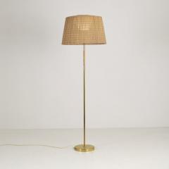  Idman Oy Mid century Brass Rattan Floor Lamp Model 62047 Idman 1940s 50s - 4818611