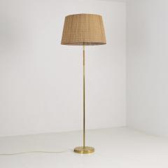  Idman Oy Mid century Brass Rattan Floor Lamp Model 62047 Idman 1940s 50s - 4818612