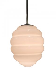  Idman Oy Organic Art Deco Beehive Ceiling Lamp in Chromed Metal and White Opaline 1950s - 3972873