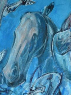  Igor Bogojevic Abstract Horses Acrylic on Canvas Painting Titled Crossroads Signed - 2873643