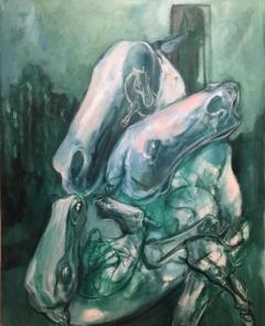  Igor Bogojevic Green Dreams in a Grey City Oil on Canvas - 2873644
