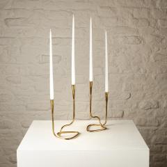  Illums Bolighus Pair of Serpentine Brass Candle Holders by Illums Bolighus Denmark 1960s - 2864758