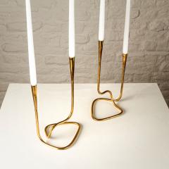  Illums Bolighus Pair of Serpentine Brass Candle Holders by Illums Bolighus Denmark 1960s - 2864761