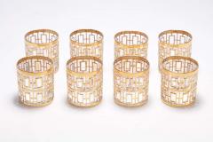  Imperial Glass Company Vintage Imperial Glass Co Shoji Rocks Glasses 22 Karat Gold 1960s Set of 8 - 1975171