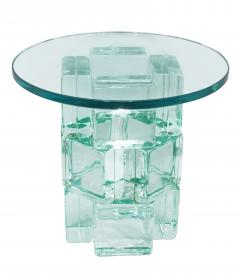  Imperial Imagineering Pair of Chic Occasional Tables with Solid Glass Blocks and Glass Tops - 182556