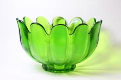  Indiana Art Glass Co Mid Century Green Stippled Glass Bowl by Indiana Art Glass Co 1960 USA - 2197563