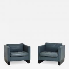  Interiors Crafts Blue Leather Lounge Chairs Ludwig Mies van der Rohe 1980 - 1930096