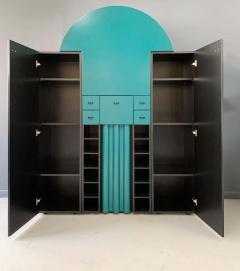  Interlubke Postmodern Interl bke Teal and Black Bar Cabinet Wall Unit from Germany 1970s - 2468562