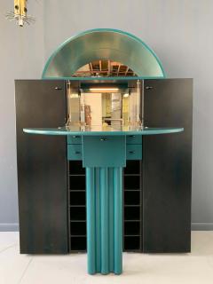  Interlubke Postmodern Interl bke Teal and Black Bar Cabinet Wall Unit from Germany 1970s - 2468565