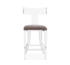 Interlude Home Tristan Klismos Counter Stool Grey Velvet - 1432349