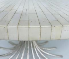  Ironies Ironies Tessellated Bone Sunburst Top Dining Table with Silver Gilt Metal Base - 3528591