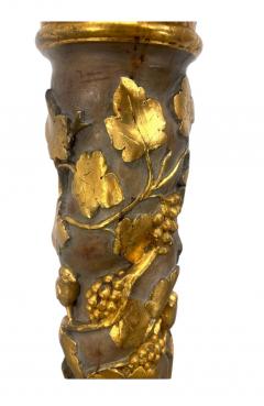  Italian Workshop EXCEPTIONAL ANTIQUE ITALIAN CARVED GILT WOOD GRAPEVINES BIRDS PEDESTAL COLUMNS - 4466224