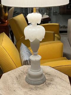  Italian Workshop Hollywood Regency Pair of Alabaster Lotus Shaped Table Lamps - 2865339