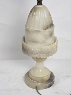  Italian Workshop Italian Neoclassical Carved Alabaster Marble Table Lamp c 1930s - 4694378