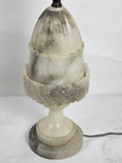  Italian Workshop Italian Neoclassical Carved Alabaster Marble Table Lamp c 1930s - 4694379