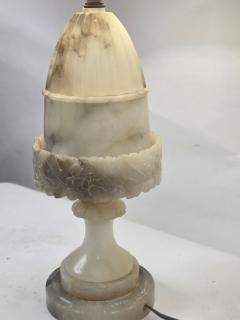  Italian Workshop Italian Neoclassical Carved Alabaster Marble Table Lamp c 1930s - 4694381