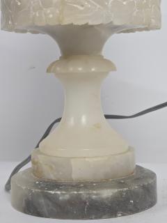  Italian Workshop Italian Neoclassical Carved Alabaster Marble Table Lamp c 1930s - 4694386