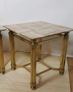  Italian Workshop Pair of Italian Solid Brass Side Tables with Onyx Tops 1970s - 4472522