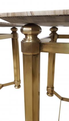  Italian Workshop Pair of Italian Solid Brass Side Tables with Onyx Tops 1970s - 4472527