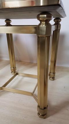  Italian Workshop Pair of Italian Solid Brass Side Tables with Onyx Tops 1970s - 4472528