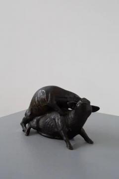  Italian school XX ct Italian Bronze sculpture Two Pigs bronze artist 20th century - 3685806