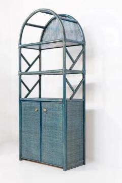  Italian school XX ct Italian Vintage Bookcase in green Bamboo Rattan and Brass - 3807026