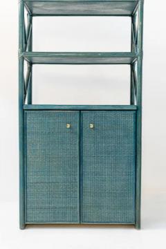  Italian school XX ct Italian Vintage Bookcase in green Bamboo Rattan and Brass - 3807027