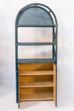  Italian school XX ct Italian Vintage Bookcase in green Bamboo Rattan and Brass - 3807028