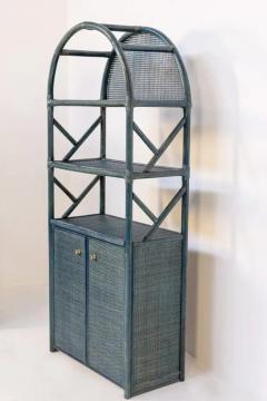  Italian school XX ct Italian Vintage Bookcase in green Bamboo Rattan and Brass - 3807042