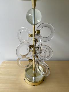  Italian workshop Contemporary Pair of Brass Murano Glass Sputnik Ring Lamps Italy - 2350493