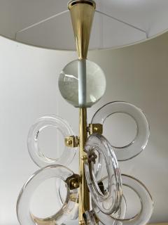  Italian workshop Contemporary Pair of Brass Murano Glass Sputnik Ring Lamps Italy - 2350498